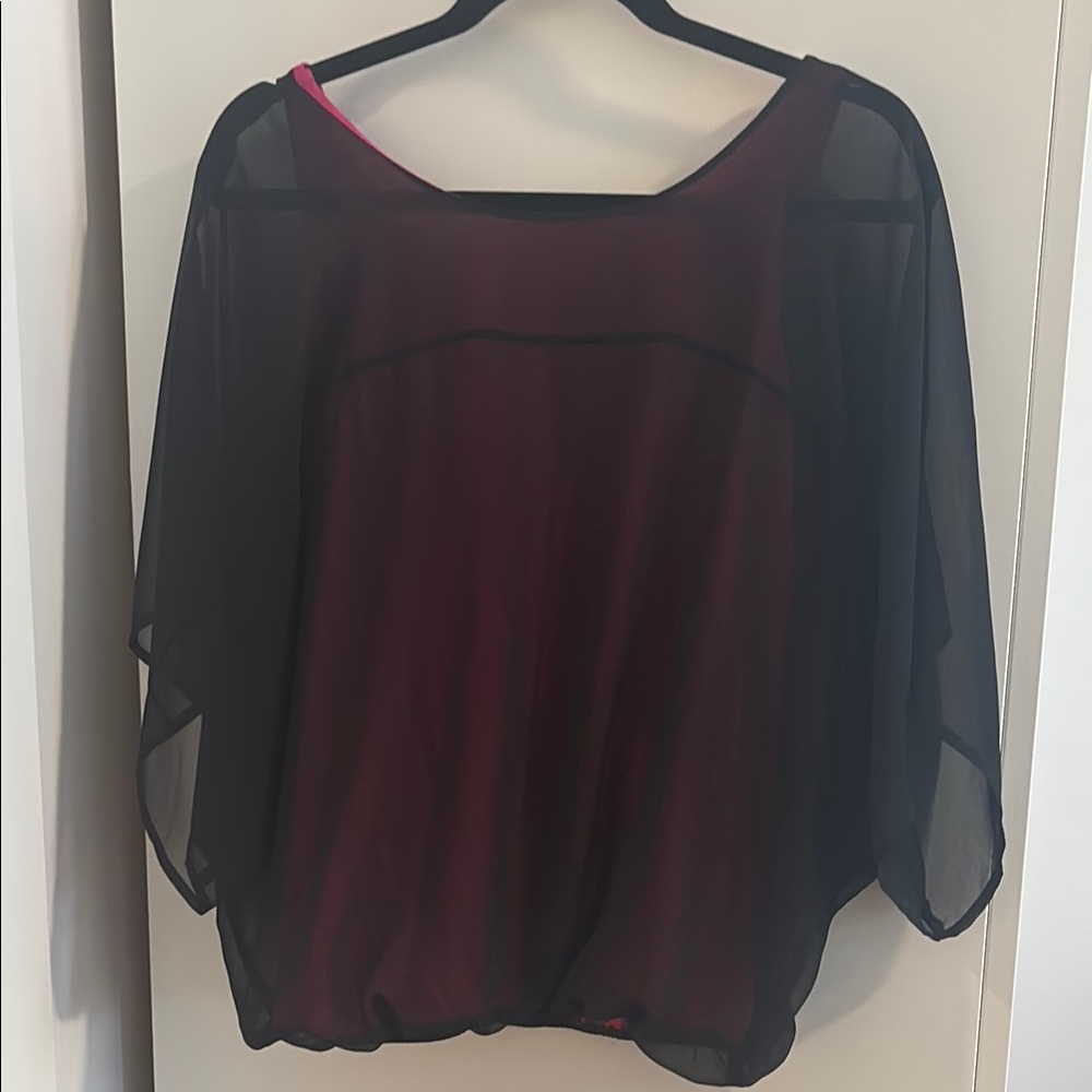 EXPRESS Women’s Pink and Black Sheer Sleeve Blouse, Great Condition! Size Small